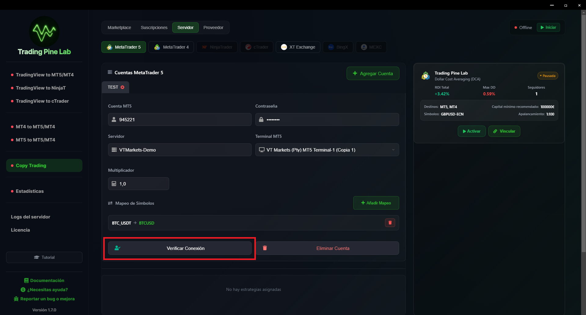 Verificación de conexión