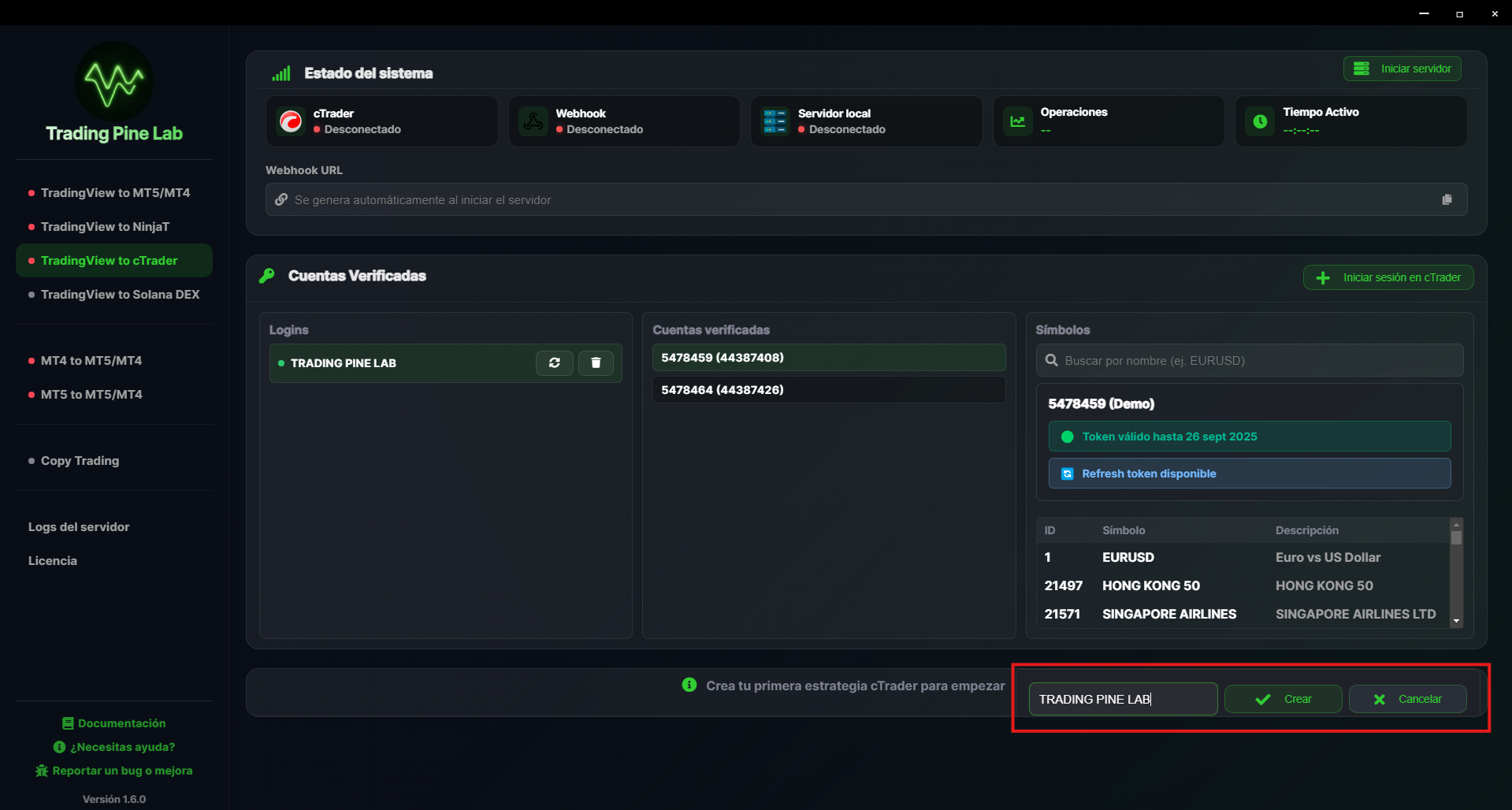 Configuración de alerta TradingView