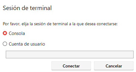 Sesión de terminal: Consola
